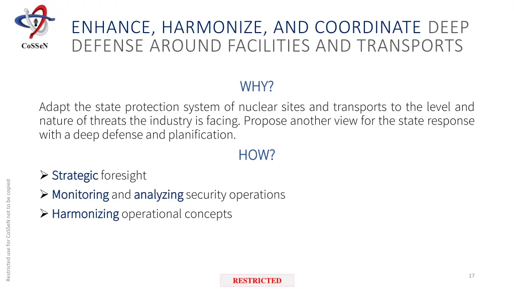 enhance harmonize and coordinate deep defense