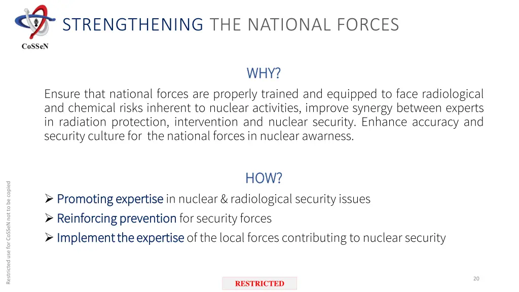 strengthening the national forces