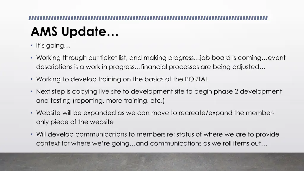 ams update it s going