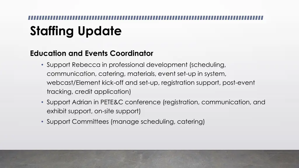 staffing update