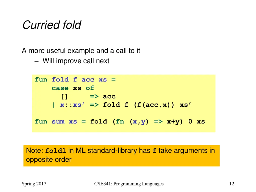 curried fold
