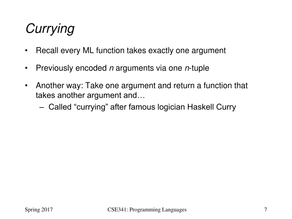 currying