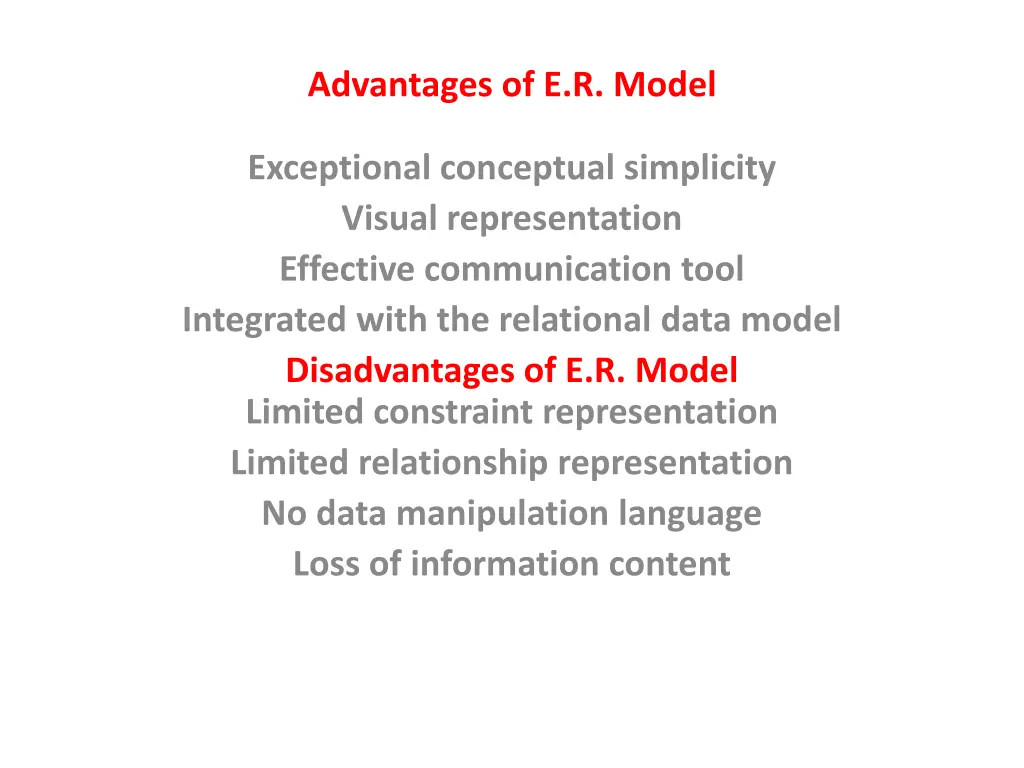 advantages of e r model