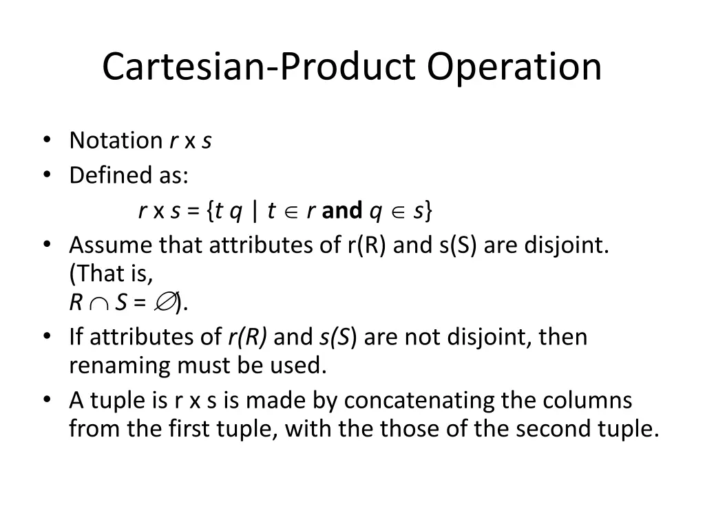 cartesian product operation