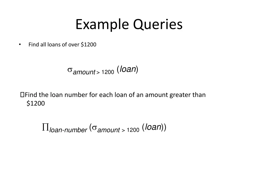 example queries