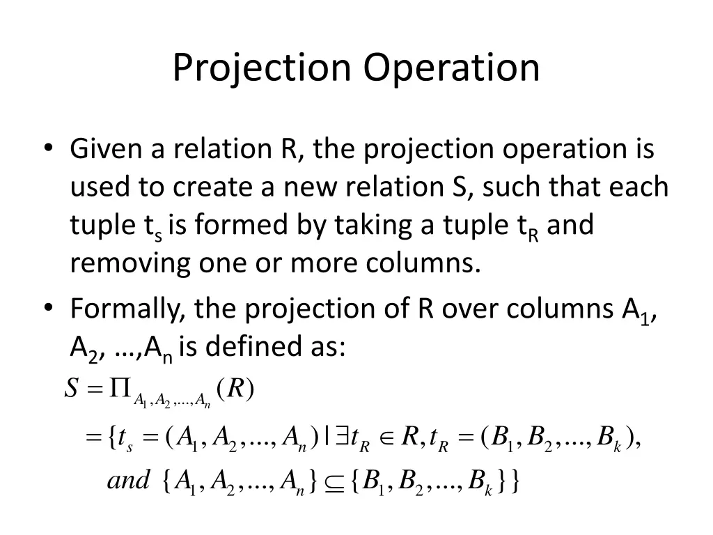 projection operation