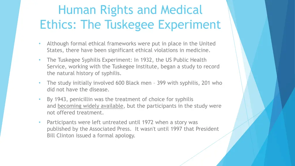 human rights and medical ethics the tuskegee