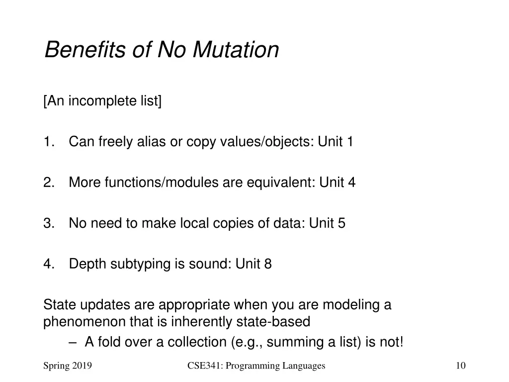 benefits of no mutation