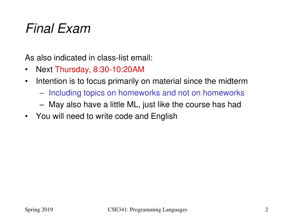 final exam