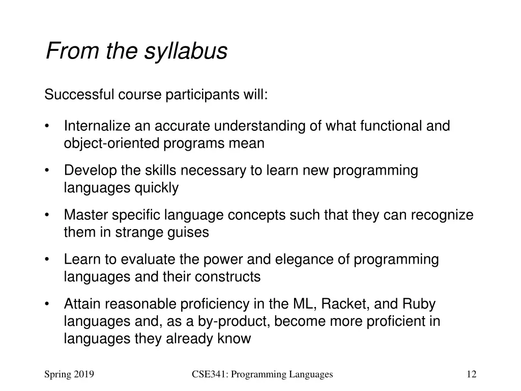 from the syllabus
