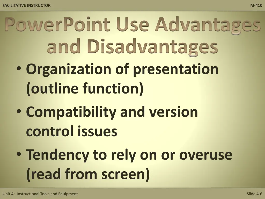 facilitative instructor powerpoint use advantages 1