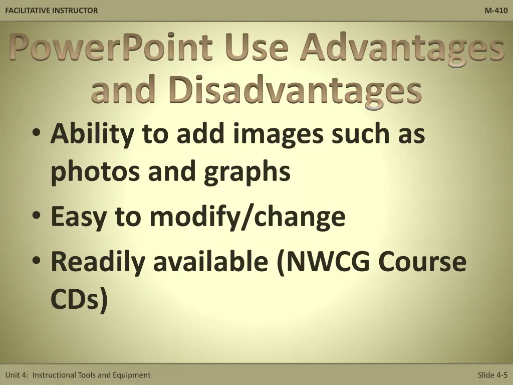 facilitative instructor powerpoint use advantages