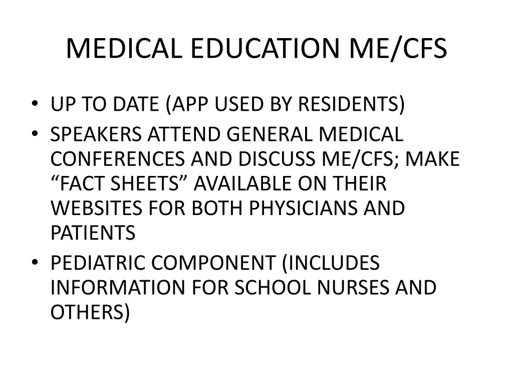 medical education me cfs 1