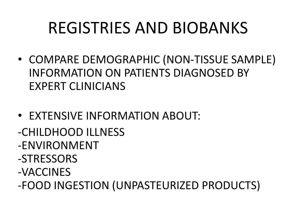 registries and biobanks