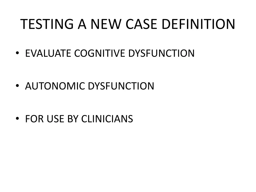 testing a new case definition 2
