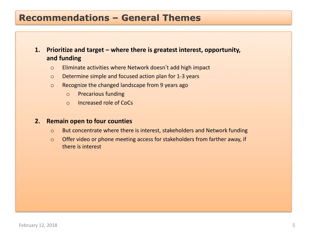 recommendations general themes