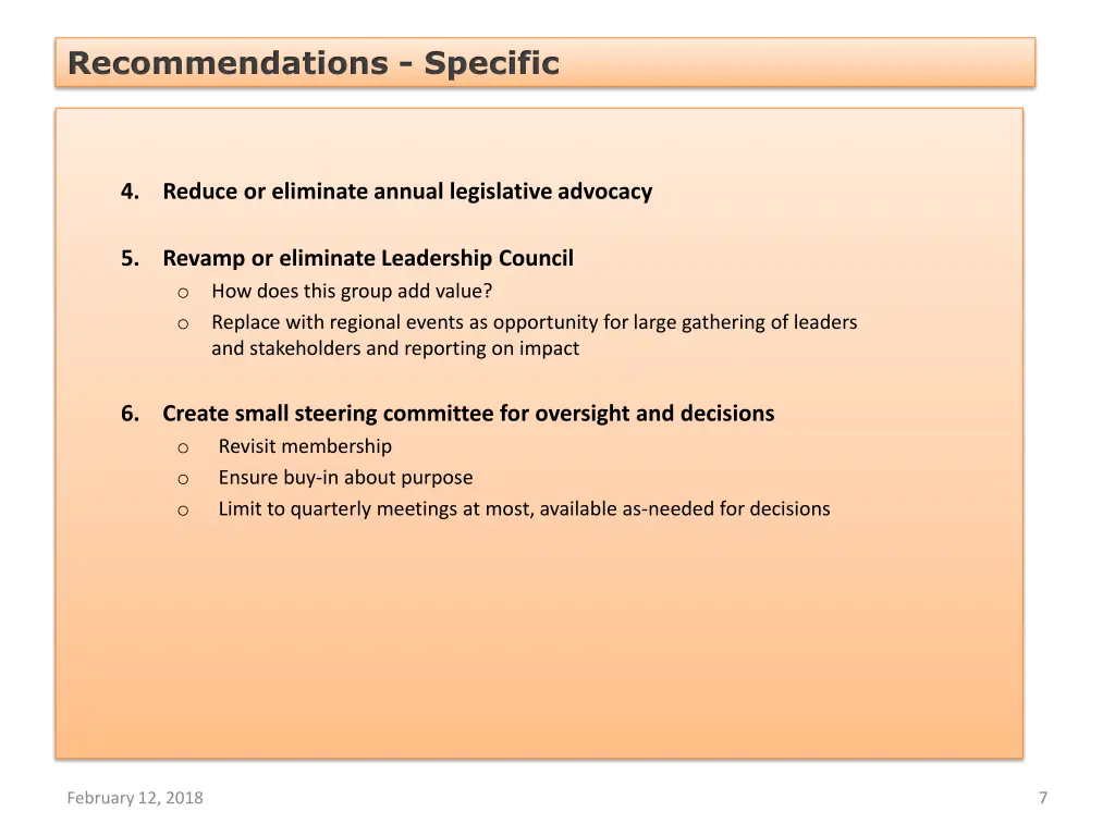 recommendations specific 1