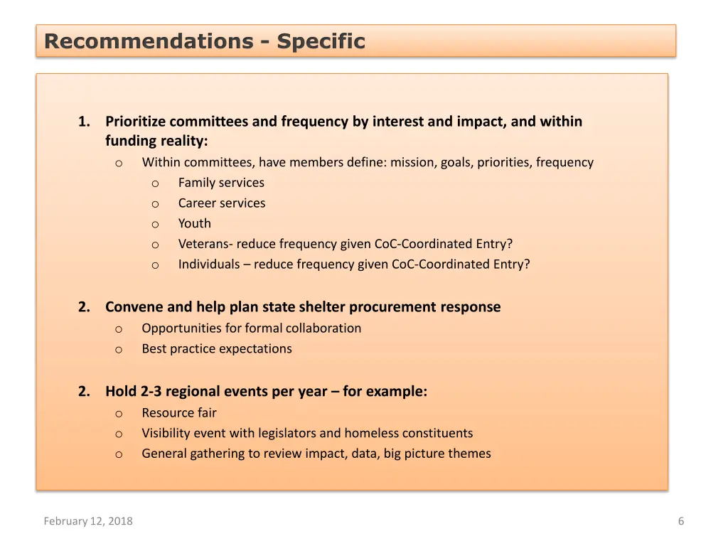 recommendations specific