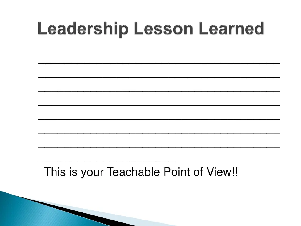 this is your teachable point of view