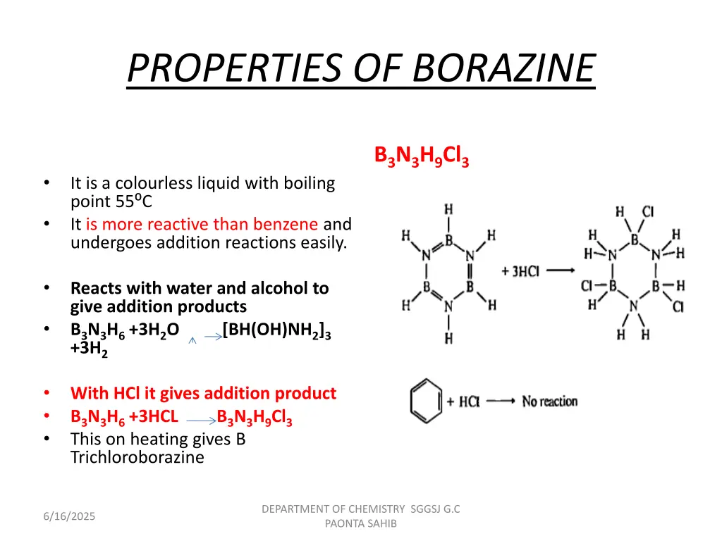 properties of borazine