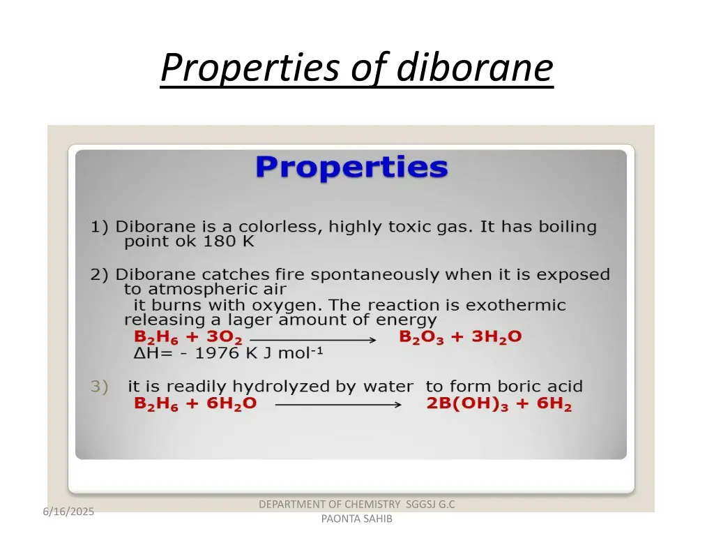 properties of diborane