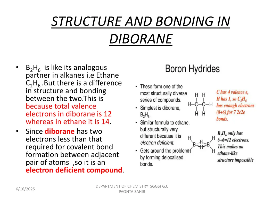 structure and bonding in diborane