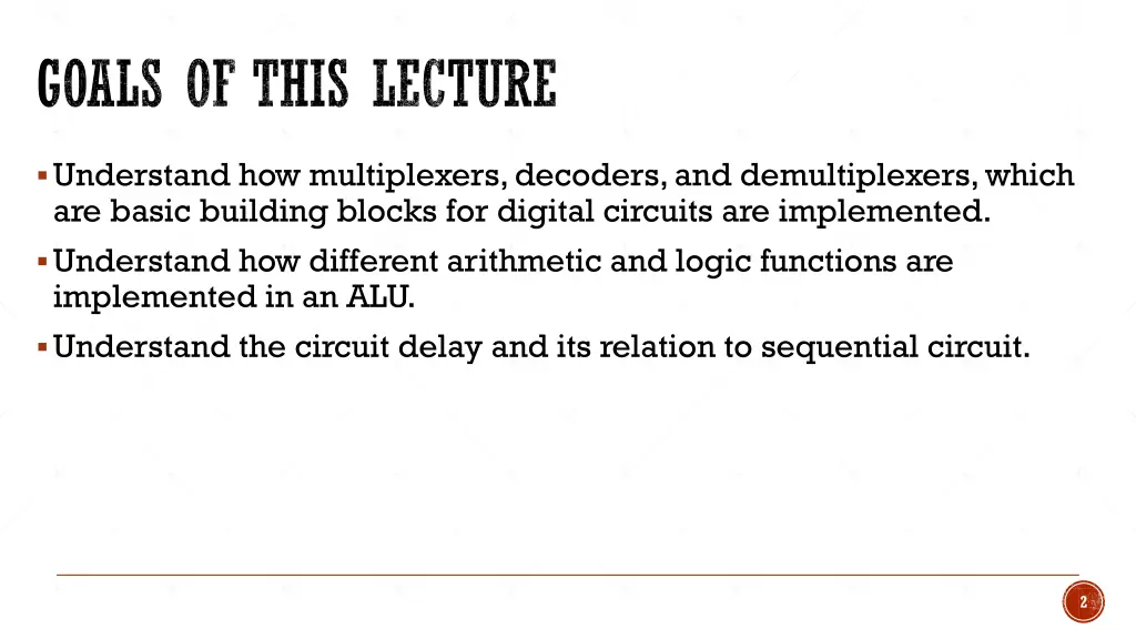 goals of this lecture