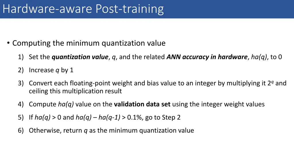 hardware aware post training