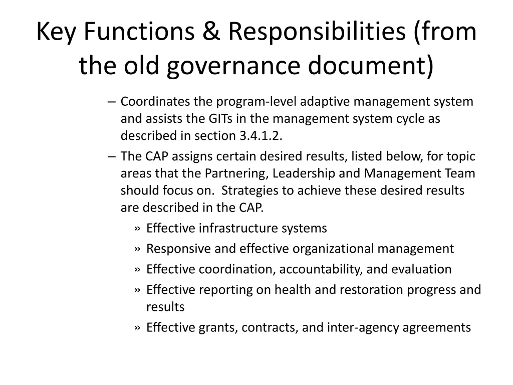 key functions responsibilities from