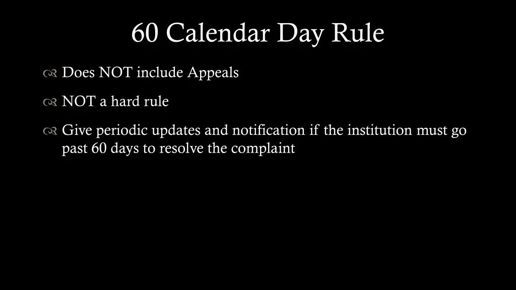 60 calendar day rule