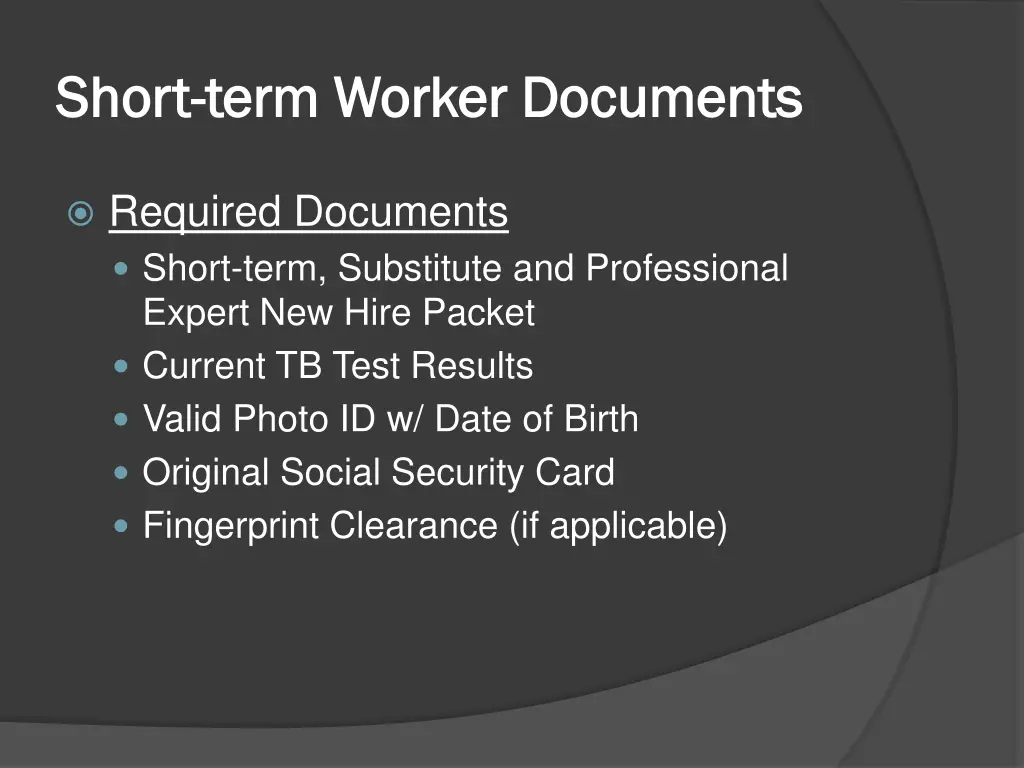 short short term worker documents term worker