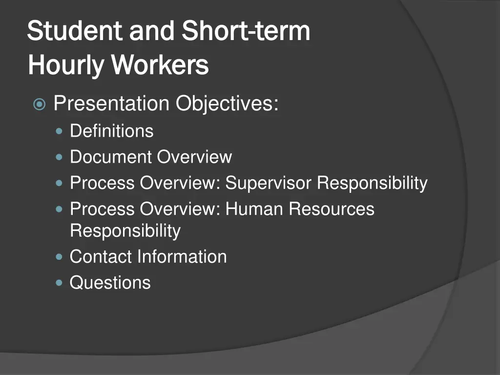 student and short student and short term hourly