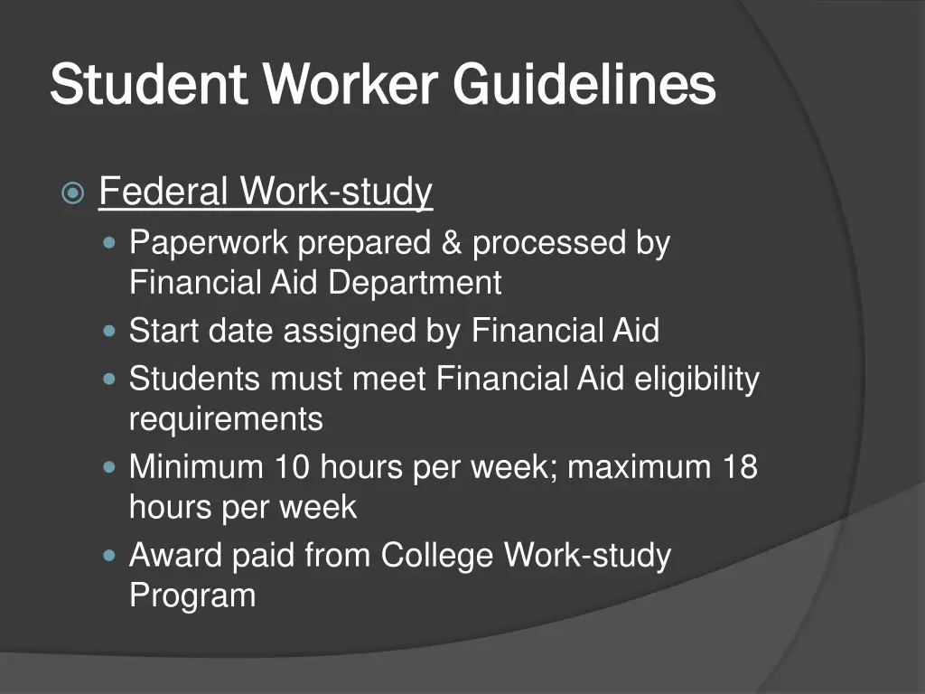 student worker guidelines student worker