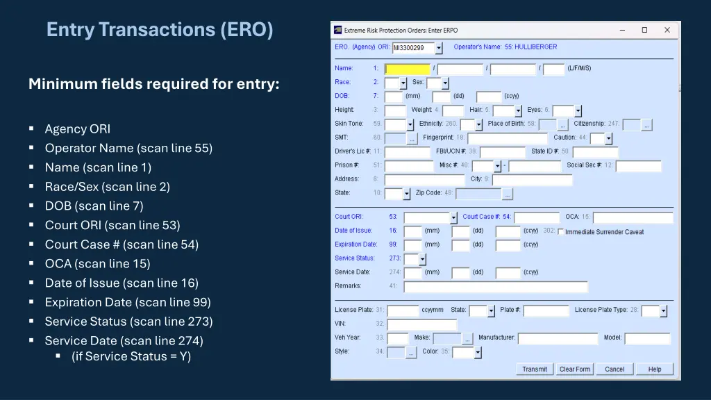 entry transactions ero