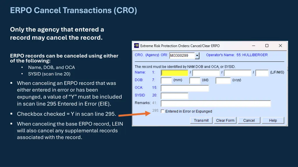 erpo cancel transactions cro