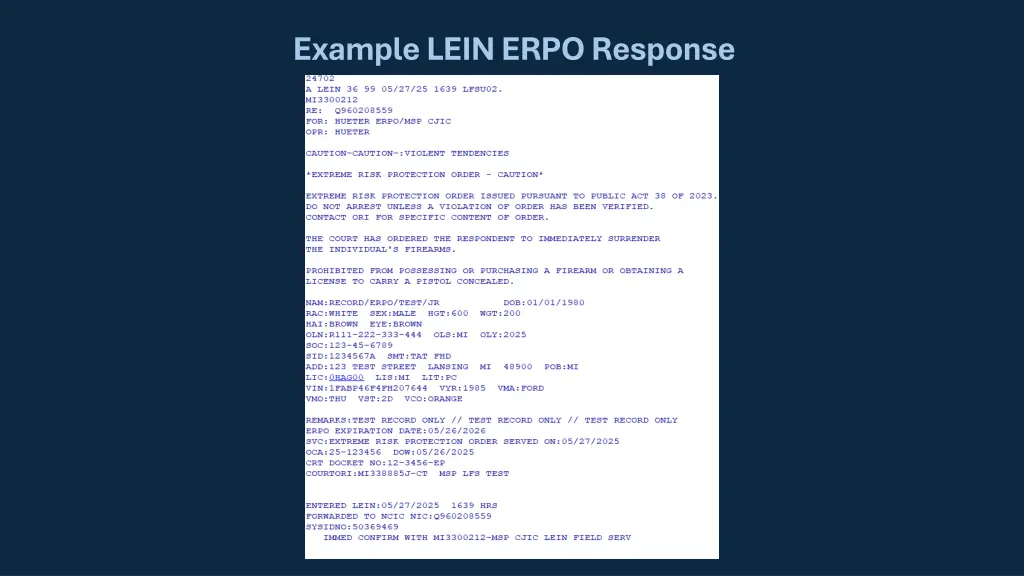 example lein erpo response