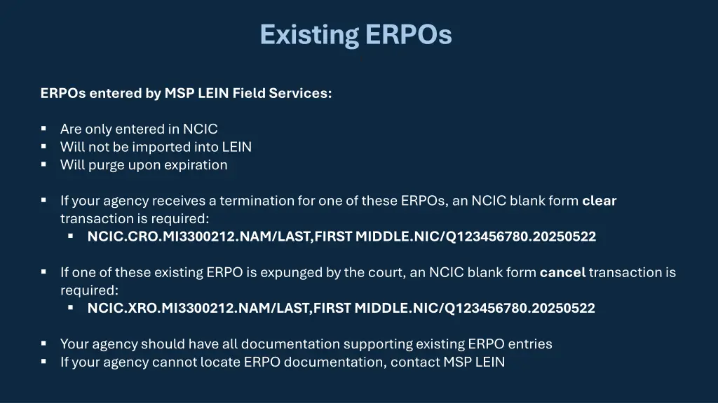 existing erpos