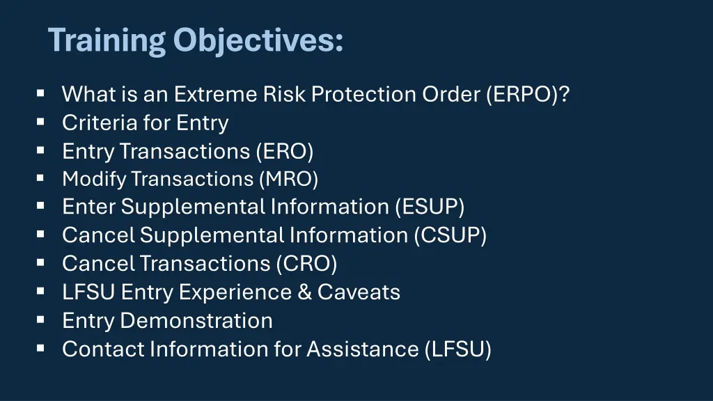 training objectives