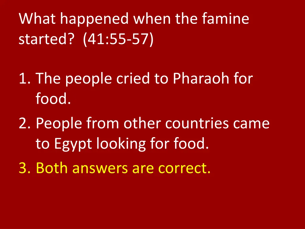 what happened when the famine started 41 55 57 1