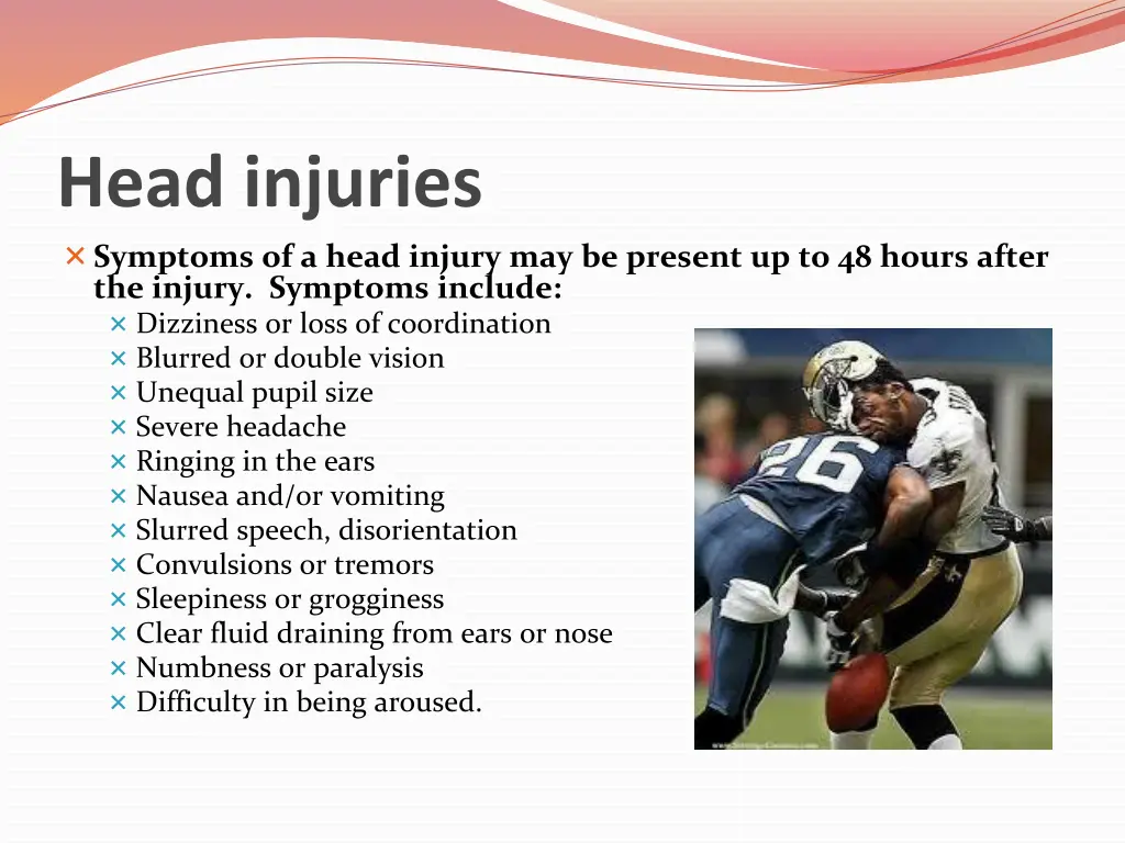 head injuries symptoms of a head injury