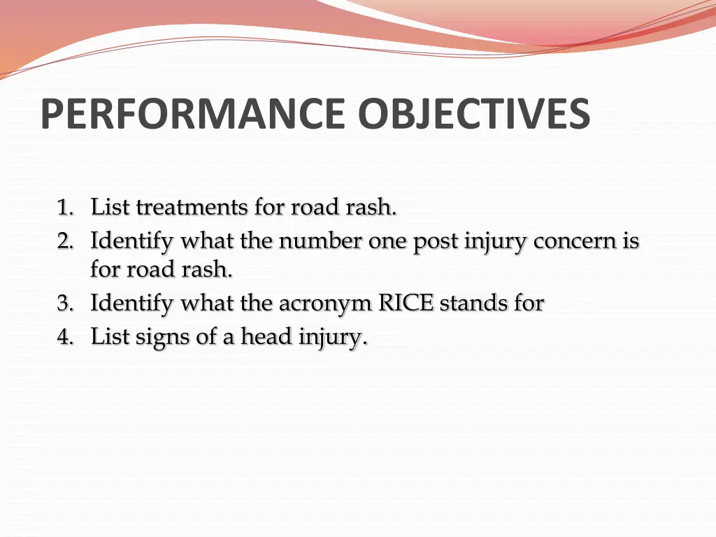 performance objectives