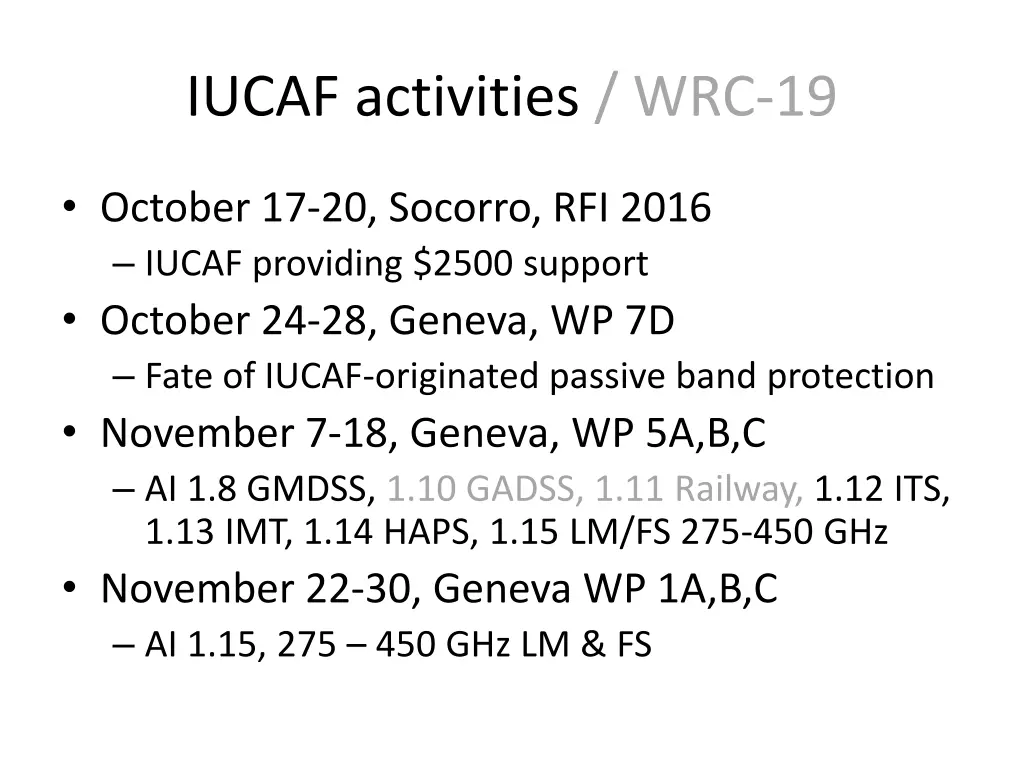 iucaf activities wrc 19 1