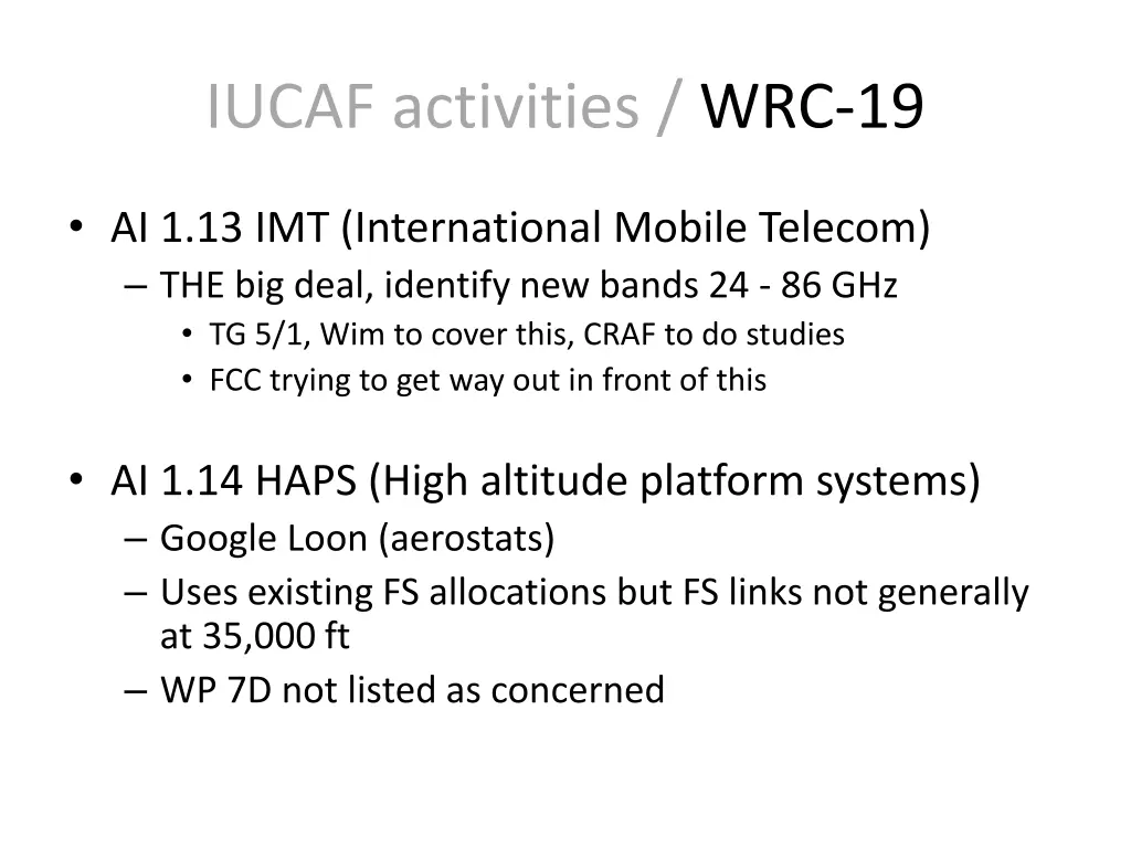 iucaf activities wrc 19 3
