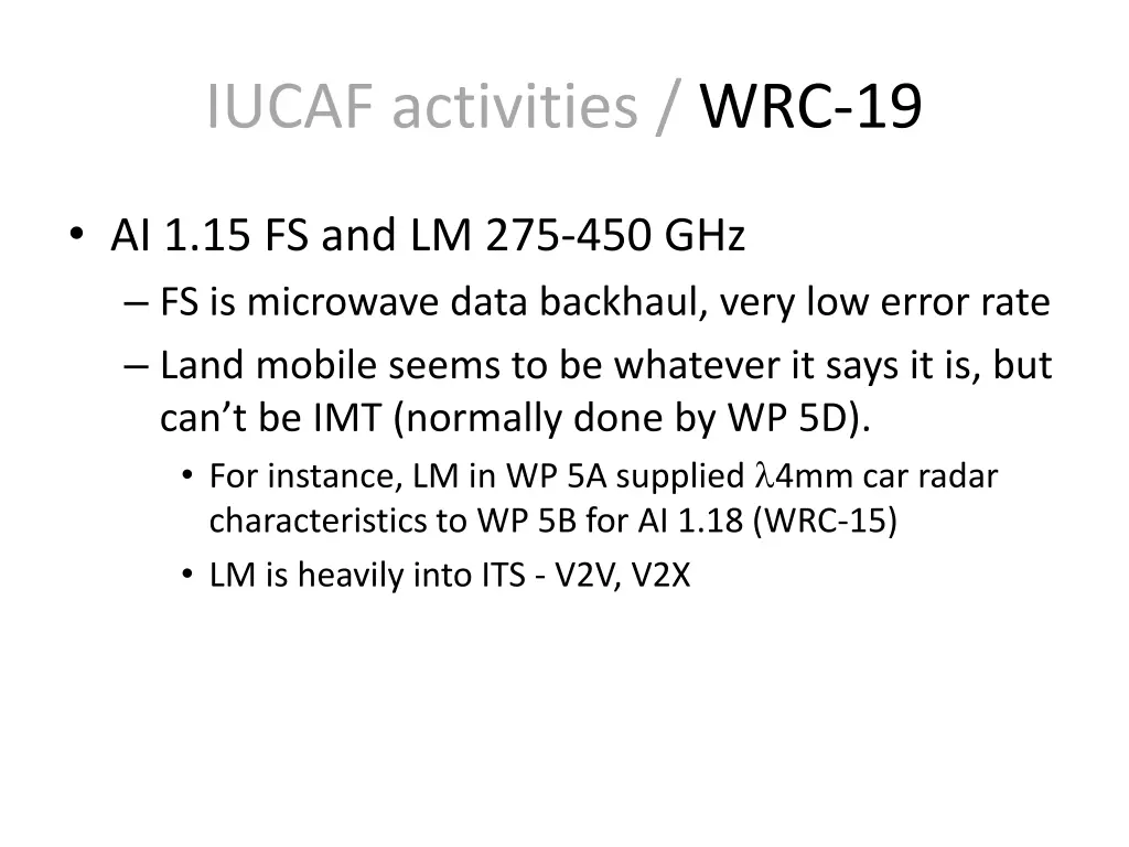iucaf activities wrc 19 4