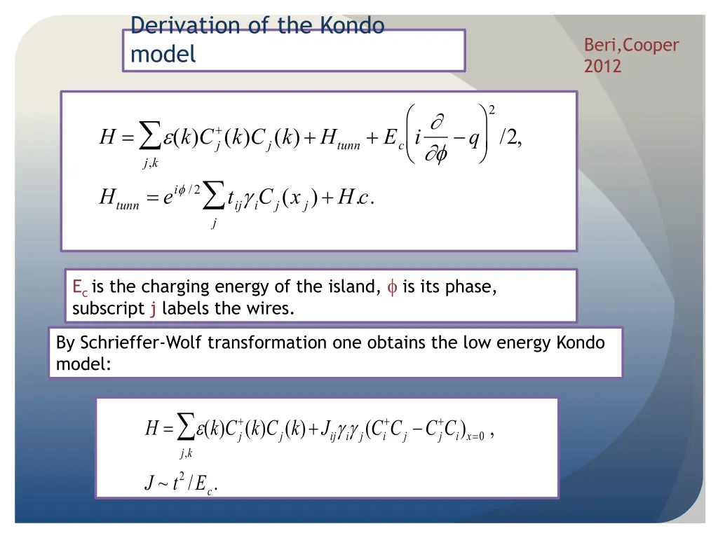 derivation of the kondo model