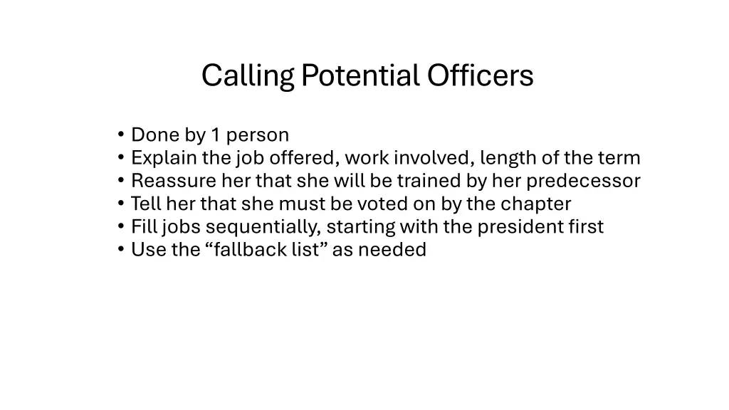 calling potential officers