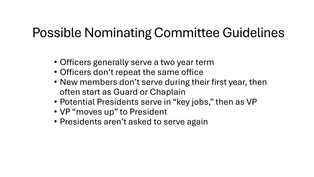 possible nominating committee guidelines