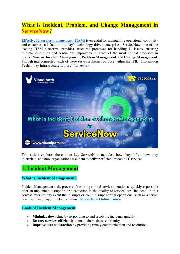what is incident problem and change management
