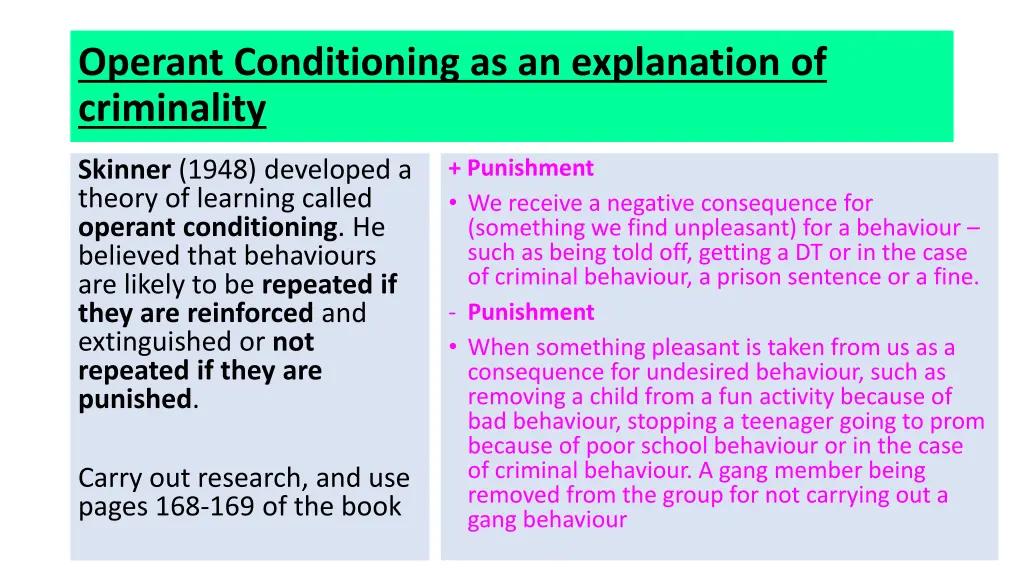operant conditioning as an explanation 1