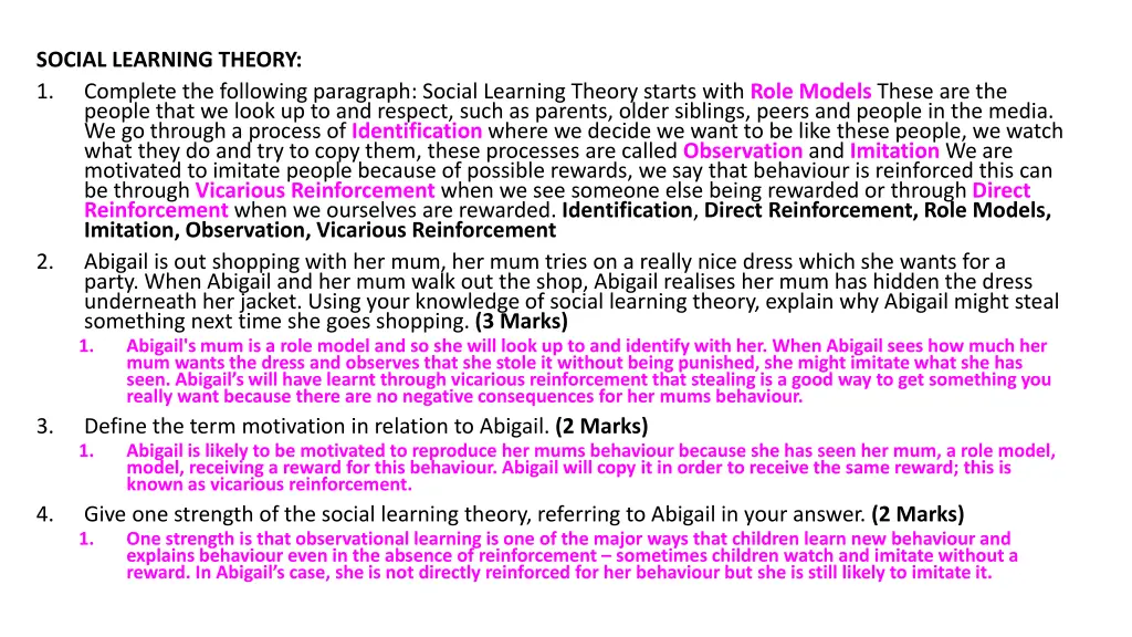 social learning theory 1 complete the following